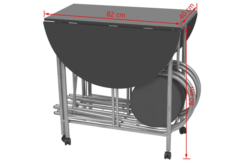 Foldbart Spisebordssæt I 5 Dele Mdf Sort - Sort - Spisebordssæt