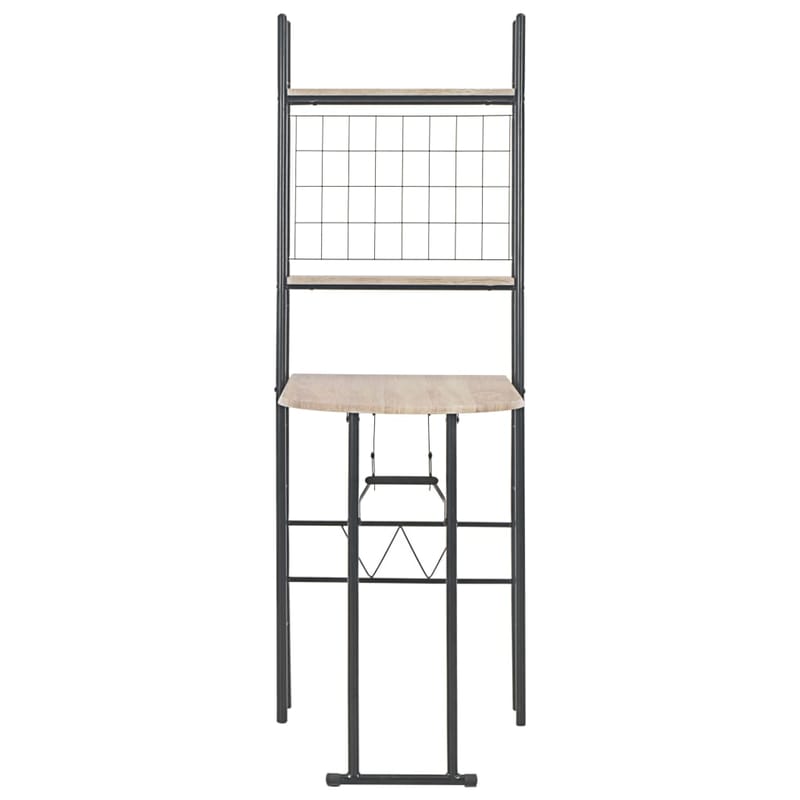 Foldbart Spisebordssæt Med Hylde 3 Dele Mdf Og Stål - Brun - Møbler - Borde - Spisebordssæt