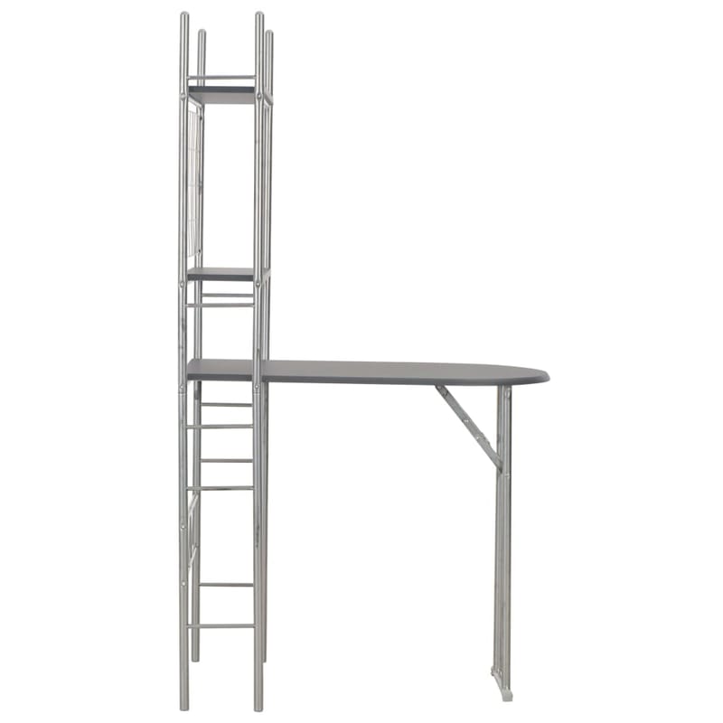 Foldbart Spisebordssæt Med Hylde 3 Dele Mdf Og Stål Sort - Sort - Møbler - Borde - Spisebordssæt