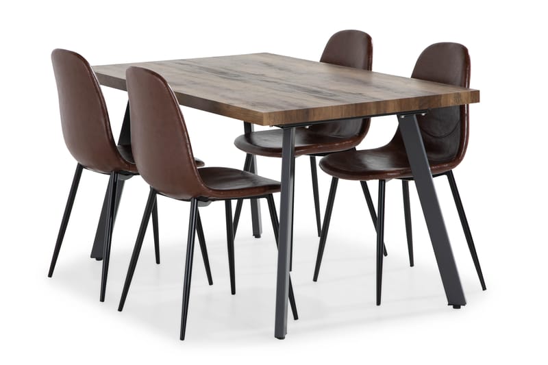 Forlængerbord, MDF med bordplade i 3D-papir, metalglas, a - Møbler - Borde - Spisebordssæt