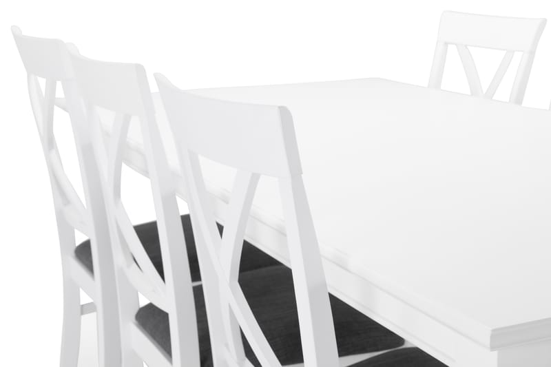 Hampton Spisebord med 6 stk Hartford Stole - Hvid - Spisebordssæt