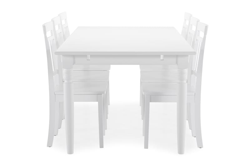 Hampton Spisebord med 6 stk Hudson Stole - Hvid - Spisebordssæt