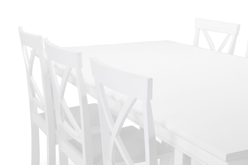 Hampton Spisebord med 6 stk Mirimar Stole - Hvid - Spisebordssæt