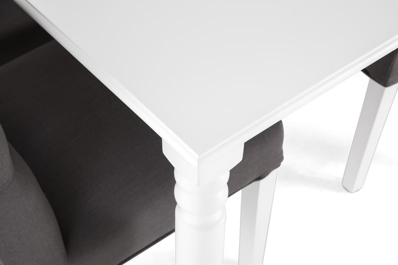 Hampton Spisebordssæt 190cm m. 6 Jenny Stole - Hvid/Mørkegrå - Spisebordssæt