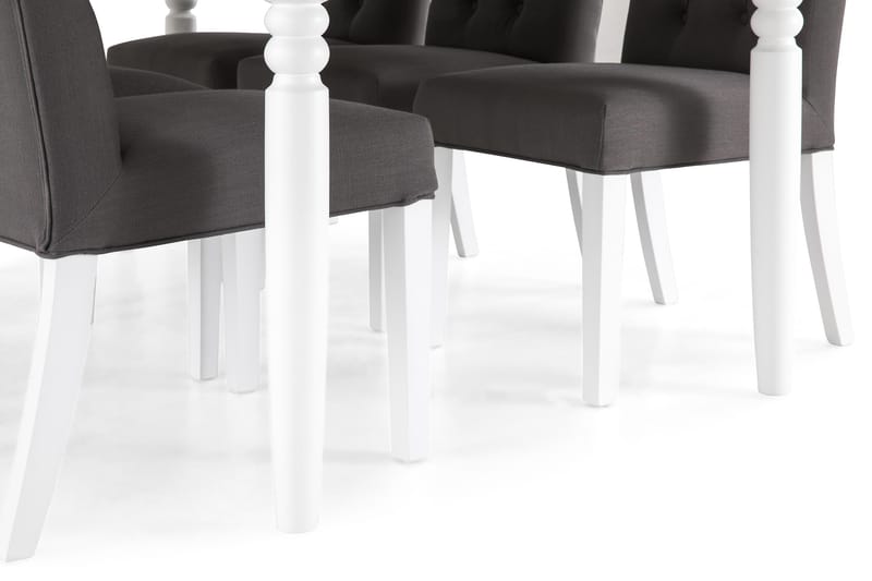 Hampton Spisebordssæt 190cm m. 6 Jenny Stole - Hvid/Mørkegrå - Møbler - Borde - Spisebordssæt
