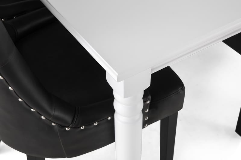 Hampton Spisebordssæt 190cm m. 6 Tuva Stole - Hvid/Sort - Spisebordssæt