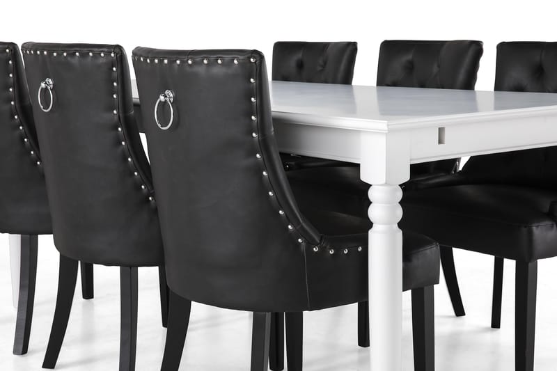 Hampton Spisebordssæt 190cm m. 6 Tuva Stole - Hvid/Sort - Møbler - Borde - Spisebordssæt