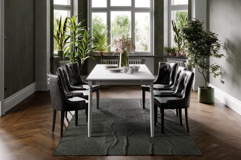 Hampton Spisebordssæt 190cm m. 6 Tuva Stole - Hvid/Sort - Møbler - Borde - Spisebordssæt