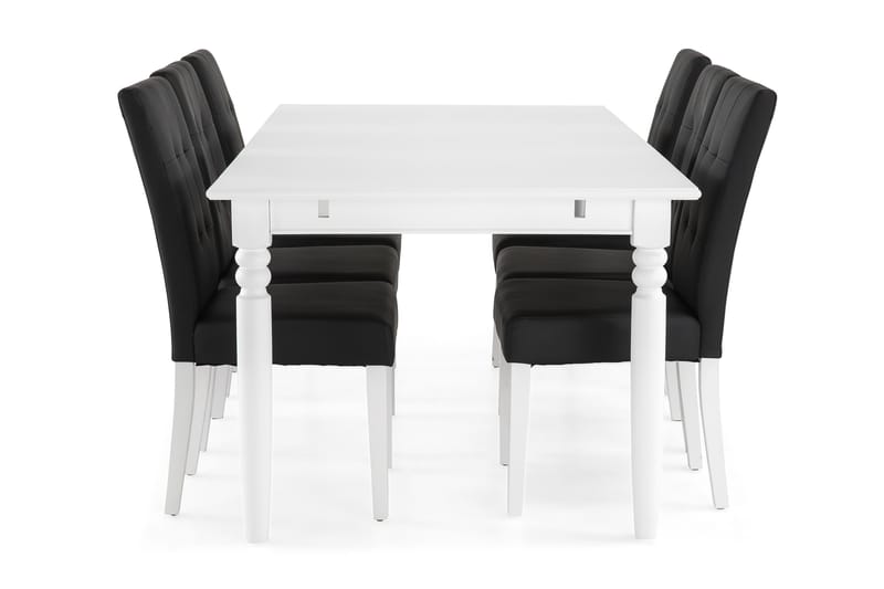 Hampton Spisebordssæt 190cm m. 6 Viktor Stole - Hvid/Sort - Møbler - Borde - Spisebordssæt