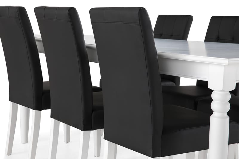 Hampton Spisebordssæt 190cm m. 6 Viktor Stole - Hvid/Sort - Møbler - Borde - Spisebordssæt