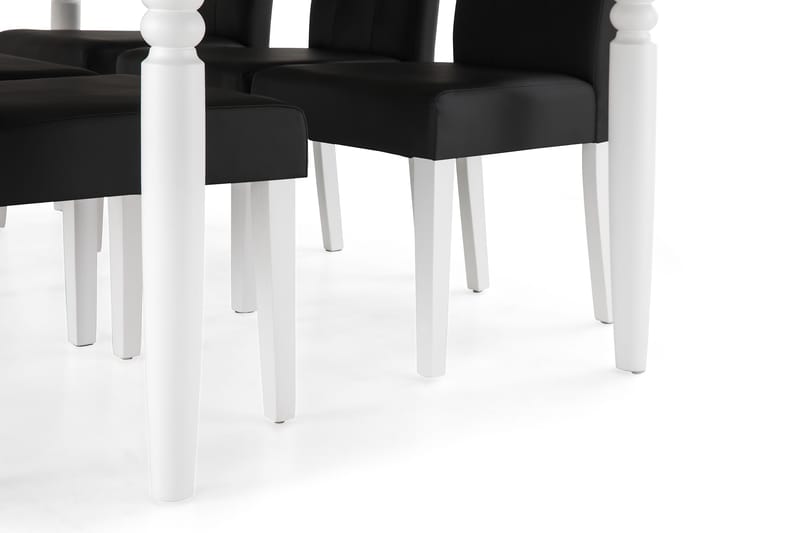 Hampton Spisebordssæt 190cm m. 6 Viktor Stole - Hvid/Sort - Møbler - Borde - Spisebordssæt