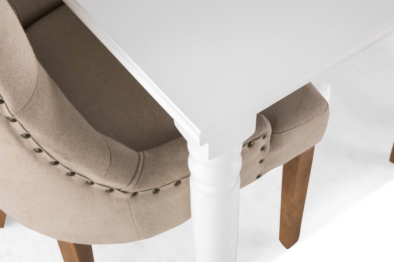 Hampton Spisebordssæt 190cm m. 6 Viktoria Stole - Hvid/Beige/Vintage - Møbler - Borde - Spisebordssæt