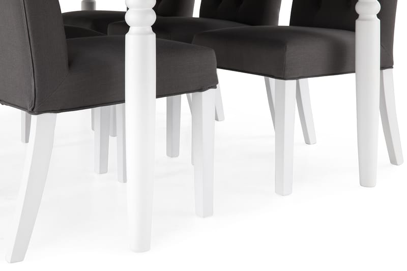 Hampton Spisebordssæt 190cm Mahognifinér m. 6 Jenny Stole - Hvid/Sort/Mørkegrå - Spisebordssæt