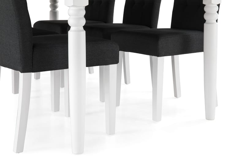 Hampton Spisebordssæt 190cm Mahognifinér m. 6 Viktor Stole - Sort/Hvid/Mørkegrå - Spisebordssæt
