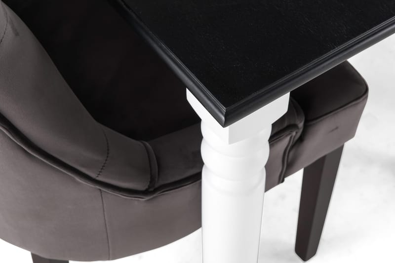 Hampton Spisebordssæt 190cm Mahognifinér m. 6 Viktoria Stole - Hvid/Sort/Mørkegrå Velour - Spisebordssæt