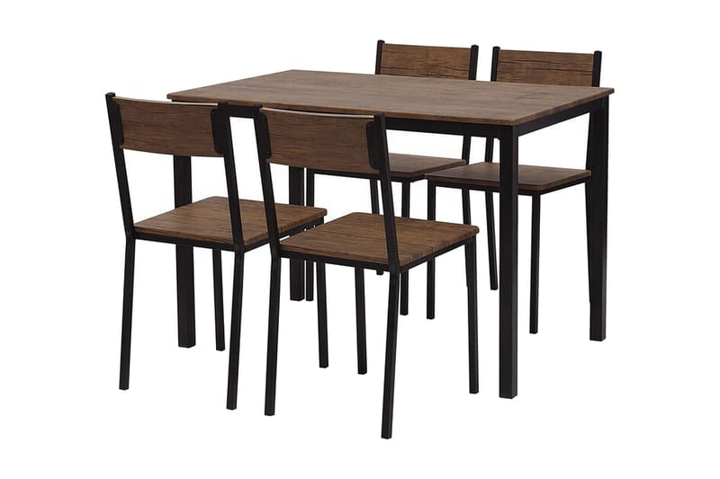Hamry Spisebordssæt 110 cm Inkl 4 Stole - Mørkebrun/Sort - Spisebordssæt
