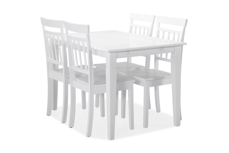 Hartford Spisebord med 4 stk Hudson Stole - Hvid - Spisebordssæt