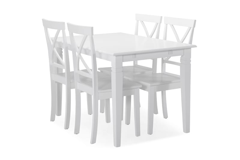 Hartford Spisebord med 4 stk Mirimar Stole - Hvid - Spisebordssæt