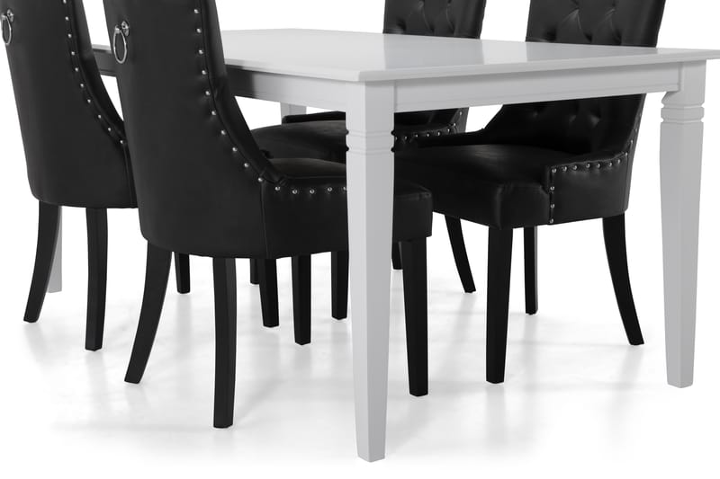 Hartford Spisebord med 4 stk Tuva Stole - Hvid/Sort - Spisebordssæt