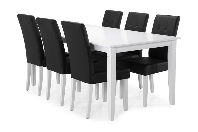 Hartford Spisebord med 6 st Viktor stole - Sort/Hvid - Spisebordssæt