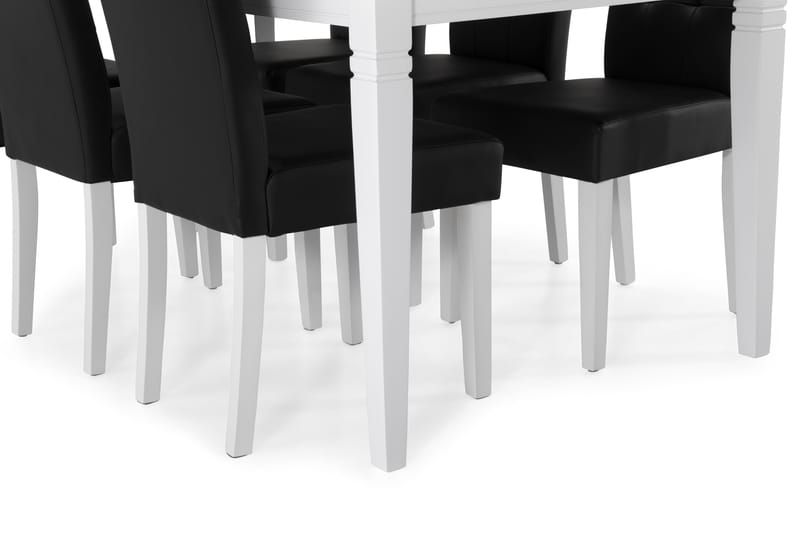 Hartford Spisebord med 6 st Viktor stole - Sort/Hvid - Spisebordssæt
