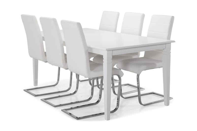 Hartford Spisebord med 6 stk Cibus Stole - Hvid - Spisebordssæt