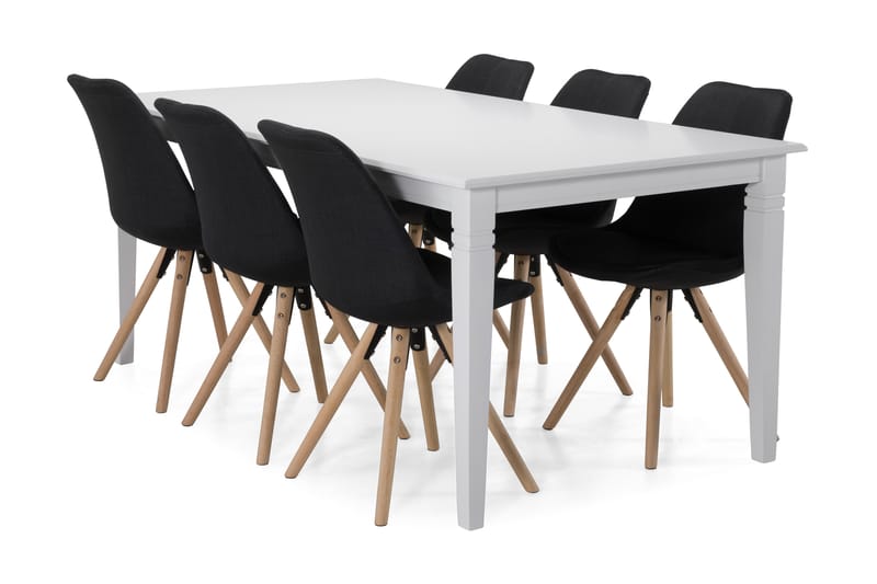 Hartford Spisebord med 6 stk Forum Stole - Hvid/Mørkegrå - Spisebordssæt