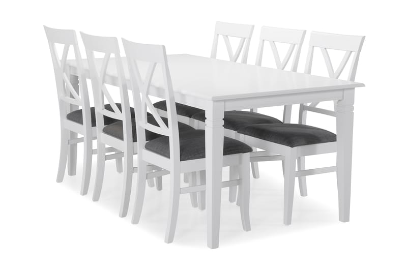 Hartford Spisebord med 6 stk Hartford Stole - Hvid - Spisebordssæt