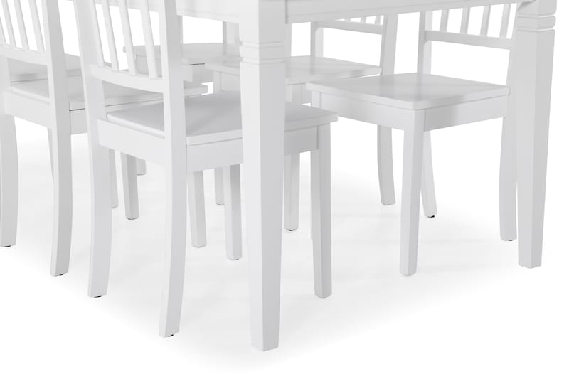 Hartford Spisebord med 6 stk Hudson Stole - Hvid - Spisebordssæt