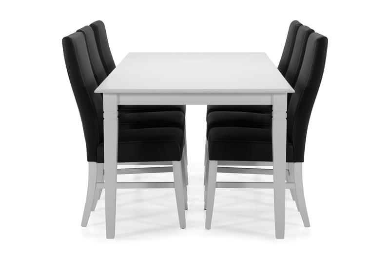Hartford Spisebord med 6 stk Mazzi Stole - Hvid/Sort - Spisebordssæt