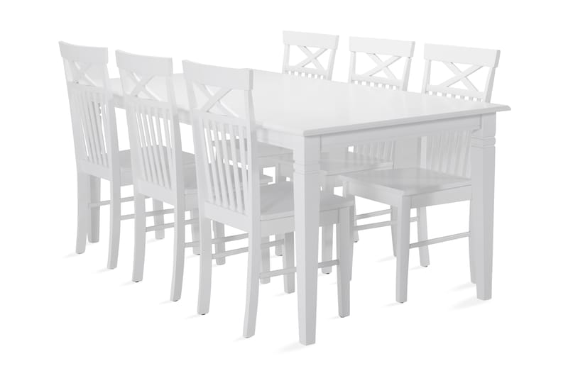 Hartford Spisebord med 6 stk Michigan Stole - Hvid - Spisebordssæt