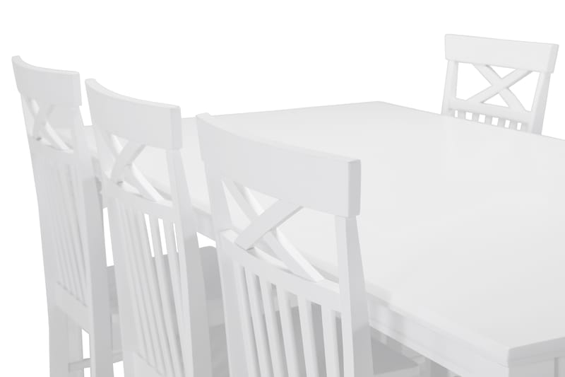 Hartford Spisebord med 6 stk Michigan Stole - Hvid - Spisebordssæt
