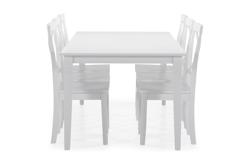 Hartford Spisebord med 6 stk Mirimar Stole - Hvid - Spisebordssæt