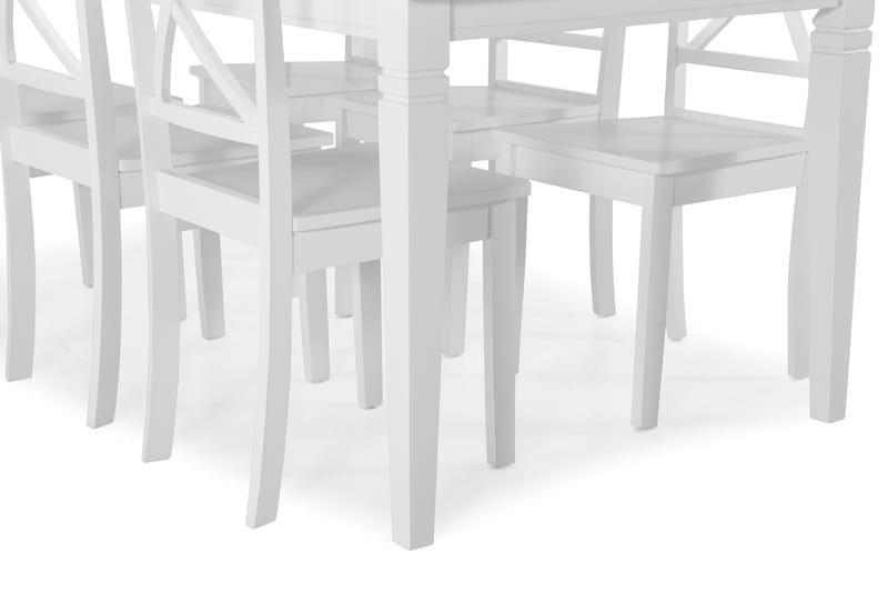 Hartford Spisebord med 6 stk Mirimar Stole - Hvid - Spisebordssæt