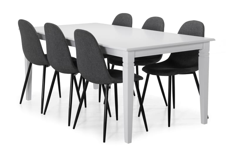 Hartford Spisebord med 6 stk Nibe Stole - Grå/Sort - Spisebordssæt