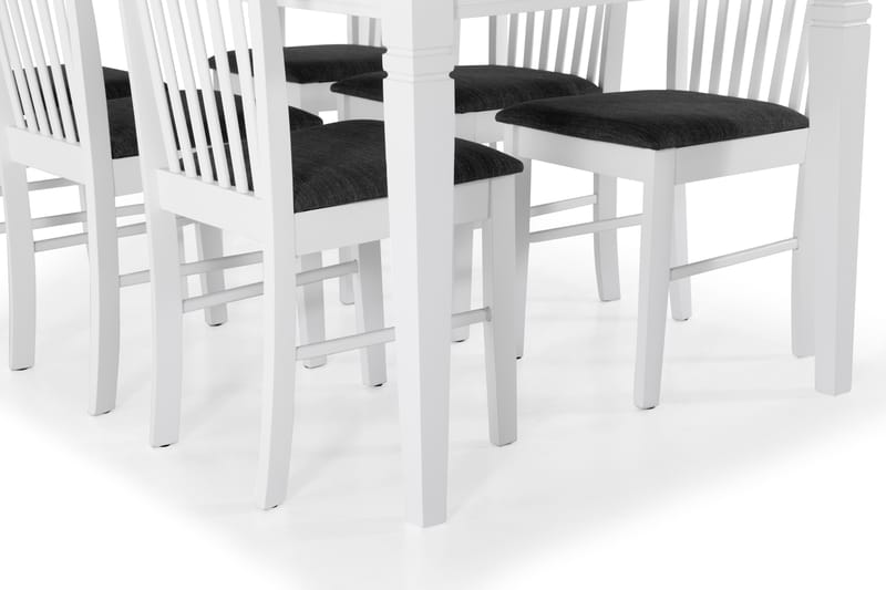 Hartford Spisebord med 6 stk Rebecka Stole - Hvid - Spisebordssæt