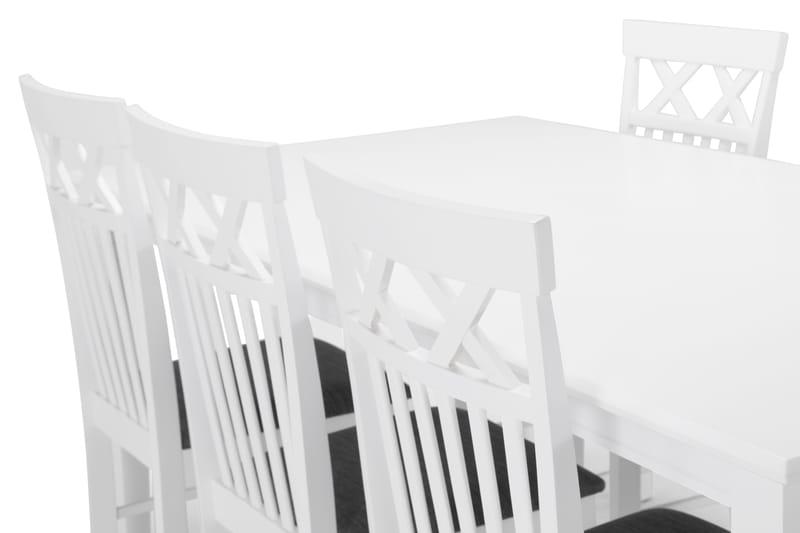 Hartford Spisebord med 6 stk Rebecka Stole - Hvid - Spisebordssæt