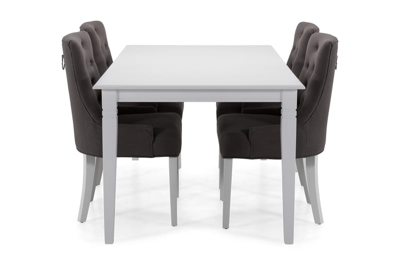 Hartford Spisebord med 6 stk Viktoria Stole - Hvid/Mørkegrå - Spisebordssæt