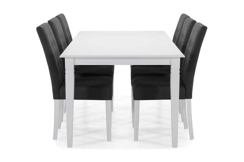 Hartford Spisebordssæt med 6 stk Viktor Stole - Hvid/Mørkegrå - Spisebordssæt