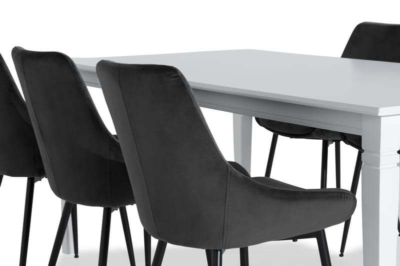 Hartford Udvideligt Spisebordssæt 180 cm med 6 Alsarp Stol - Hvid/Grå - Spisebordssæt