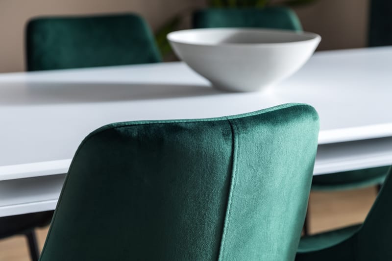Hartford Udvideligt Spisebordssæt 180 cm med 6 Alsarp Stol - Hvid/Grøn - Spisebordssæt