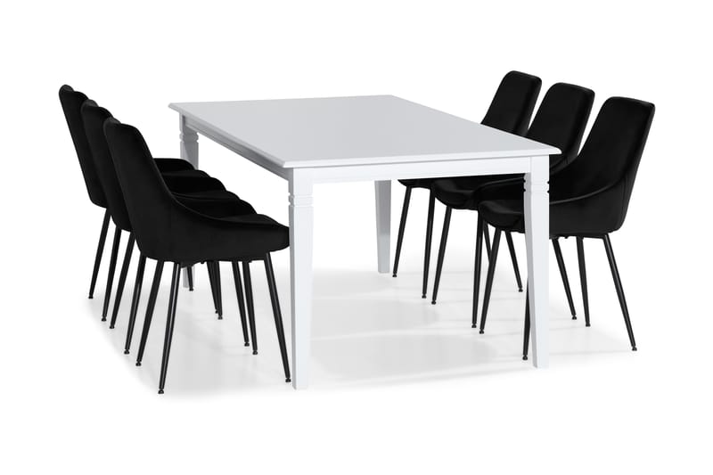 Hartford Udvideligt Spisebordssæt 180 cm med 6 Alsarp Stol - Hvid/Sort - Spisebordssæt