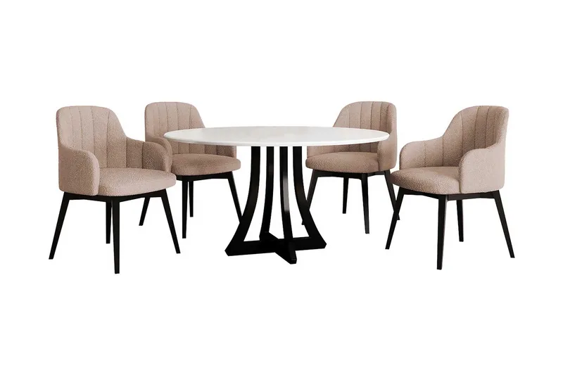 Hollan Spisebordssæt Rund Beige|Hvid|Sort, undefined