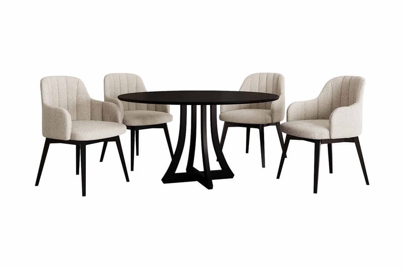 Hollan Spisebordssæt Rund Beige|Hvid|Sort, undefined
