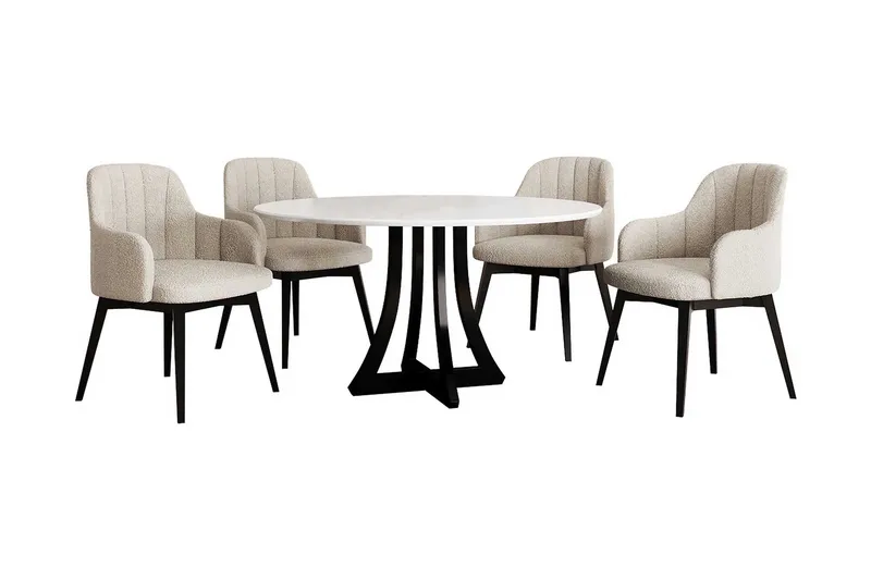 Hollan Spisebordssæt Rund Beige|Hvid|Sort, undefined
