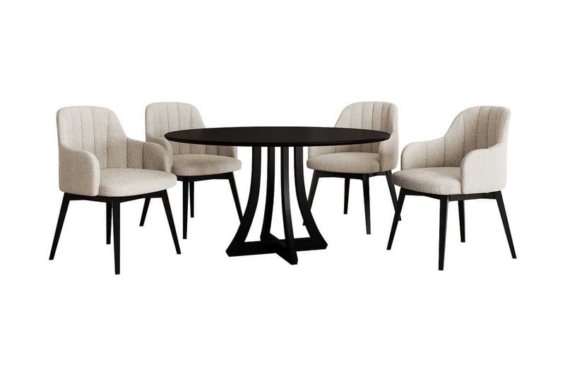 Hollan Spisebordssæt Rund Beige|Hvid|Sort, undefined