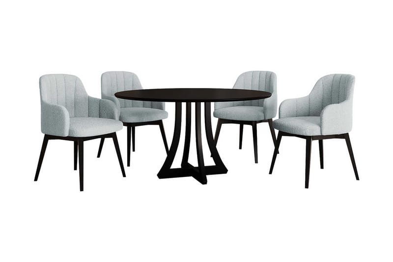 Hollan Spisebordssæt Rund Grå|Sort, undefined