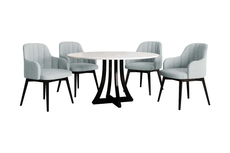 Hollan Spisebordssæt Rund Grå|Sort, undefined