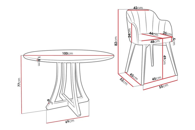 Hollan Spisebordssæt Rund Grå|Sort - Møbler - Borde - Spisebordssæt