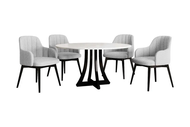 Hollan Spisebordssæt Rund Grå|Sort, undefined